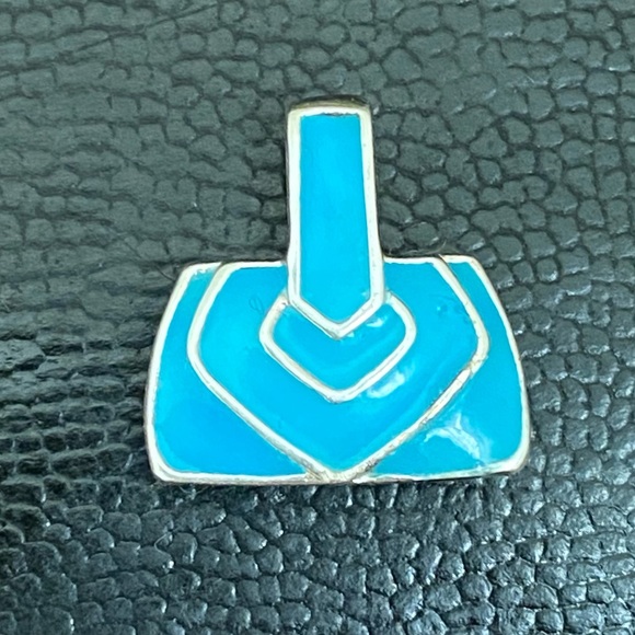 Vintage 925 Signed Blue Topaz CZ Stone Enamel Purse Pendant 3.8g - Picture 11 of 13